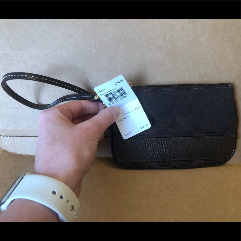 Coach Chocolate Brown Fabric Wristlet